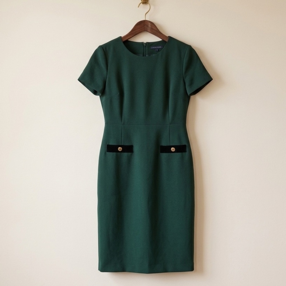 Tommy Hilfiger Emerald Green Short Sleeve Sheath Shift Dress - Sz 12